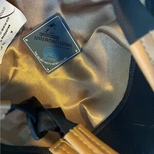 International Riding Helmet with Tan and Black Straps